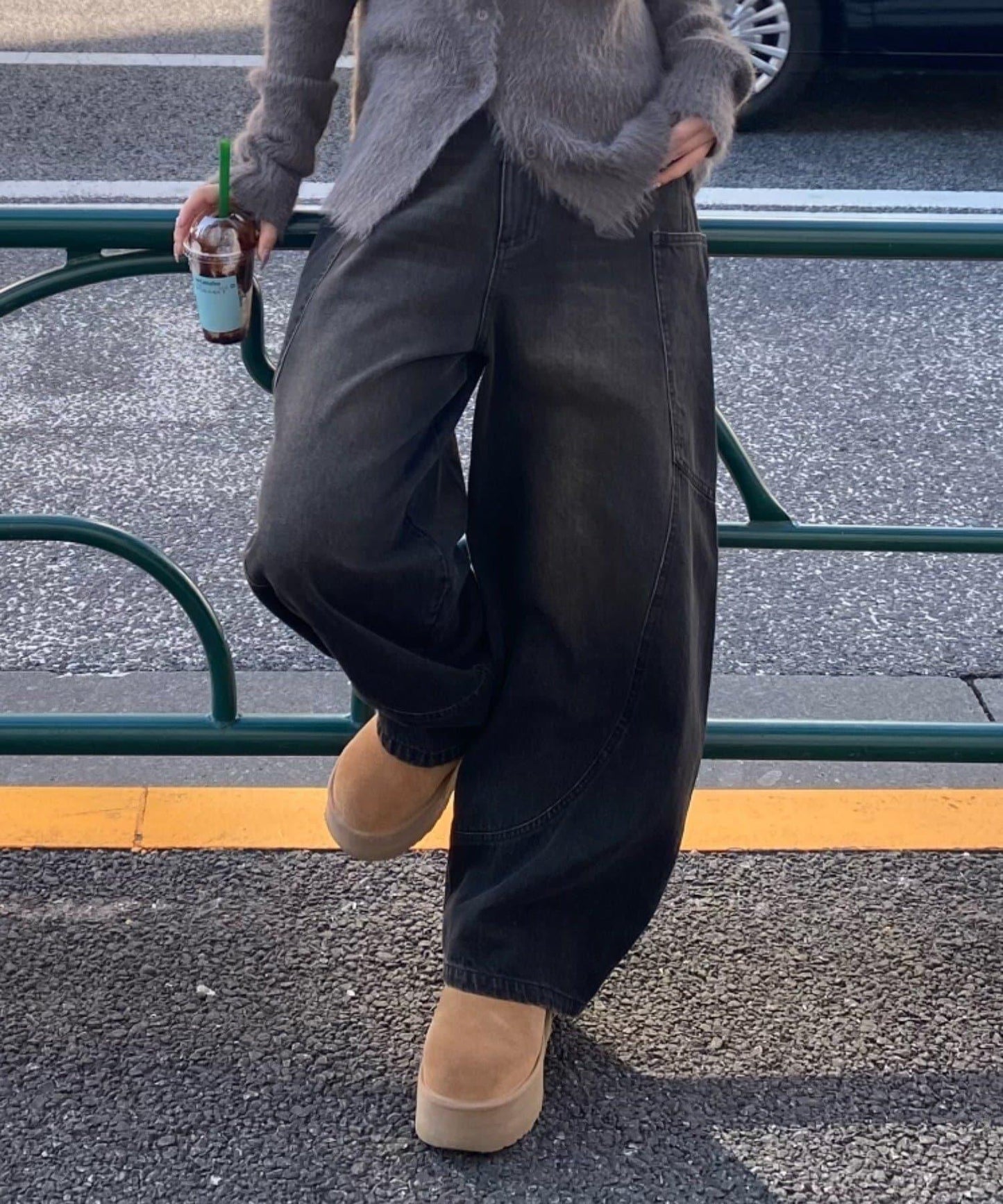拼接設計牛仔褲