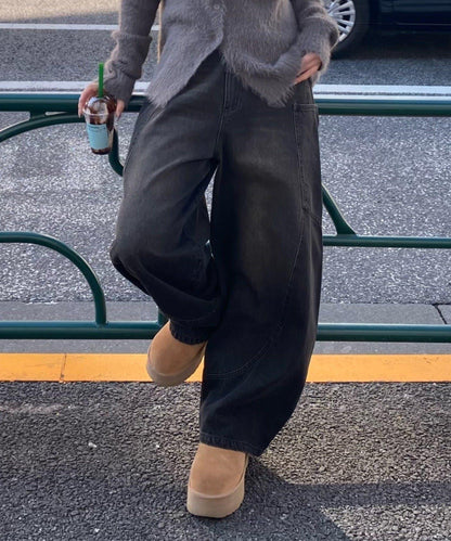 拼接設計牛仔褲