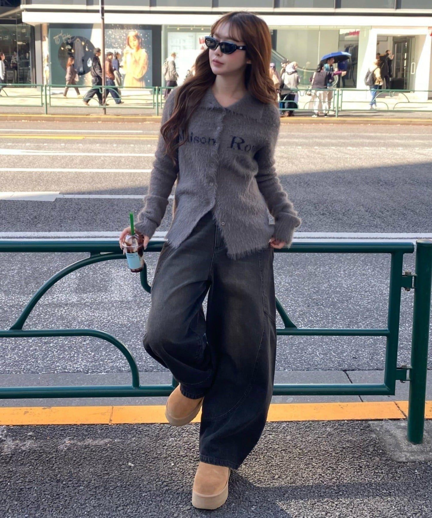 拼接設計牛仔褲