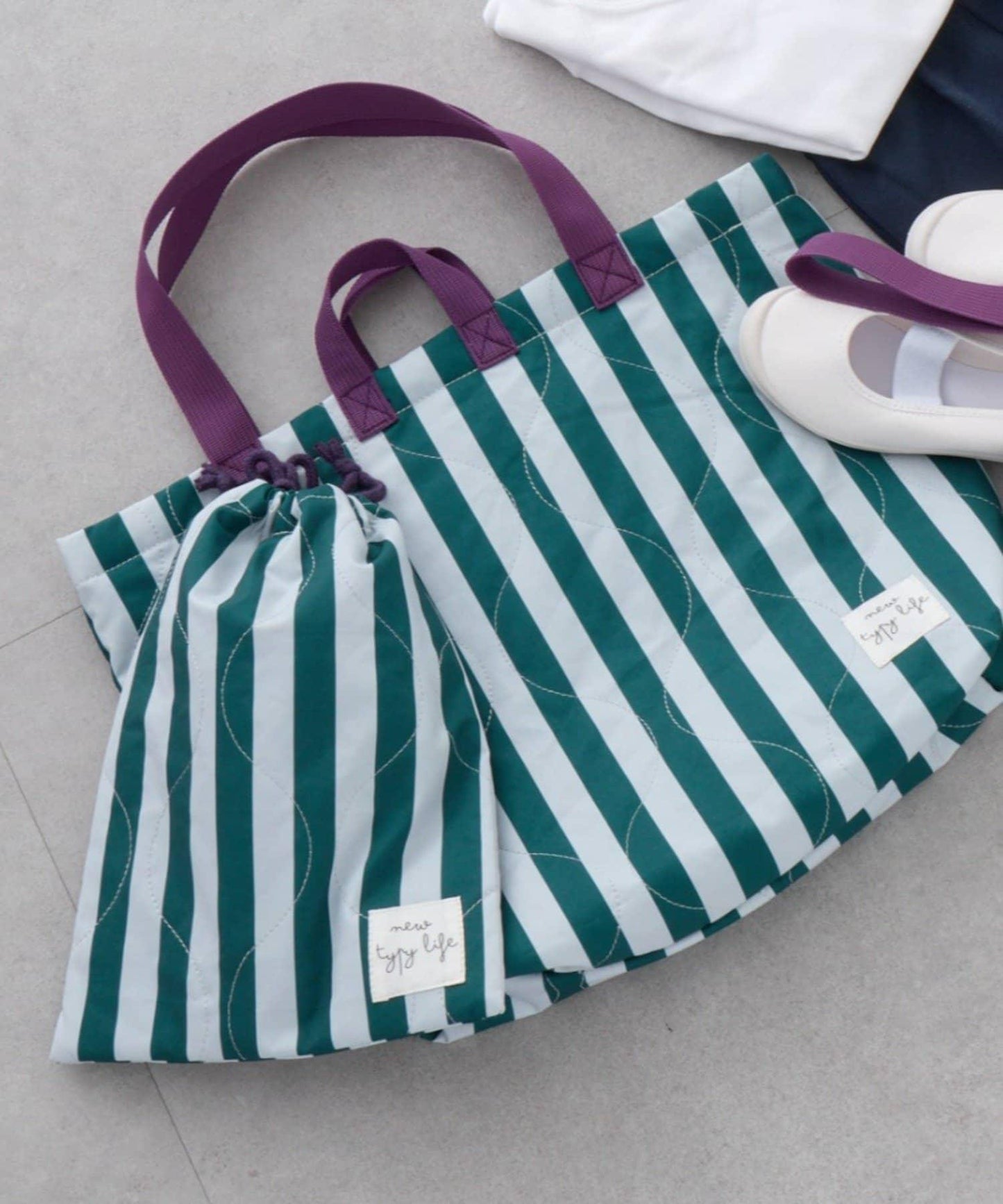 兒童入學準備條紋多用束口袋