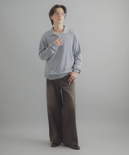 開領長袖針織上衣