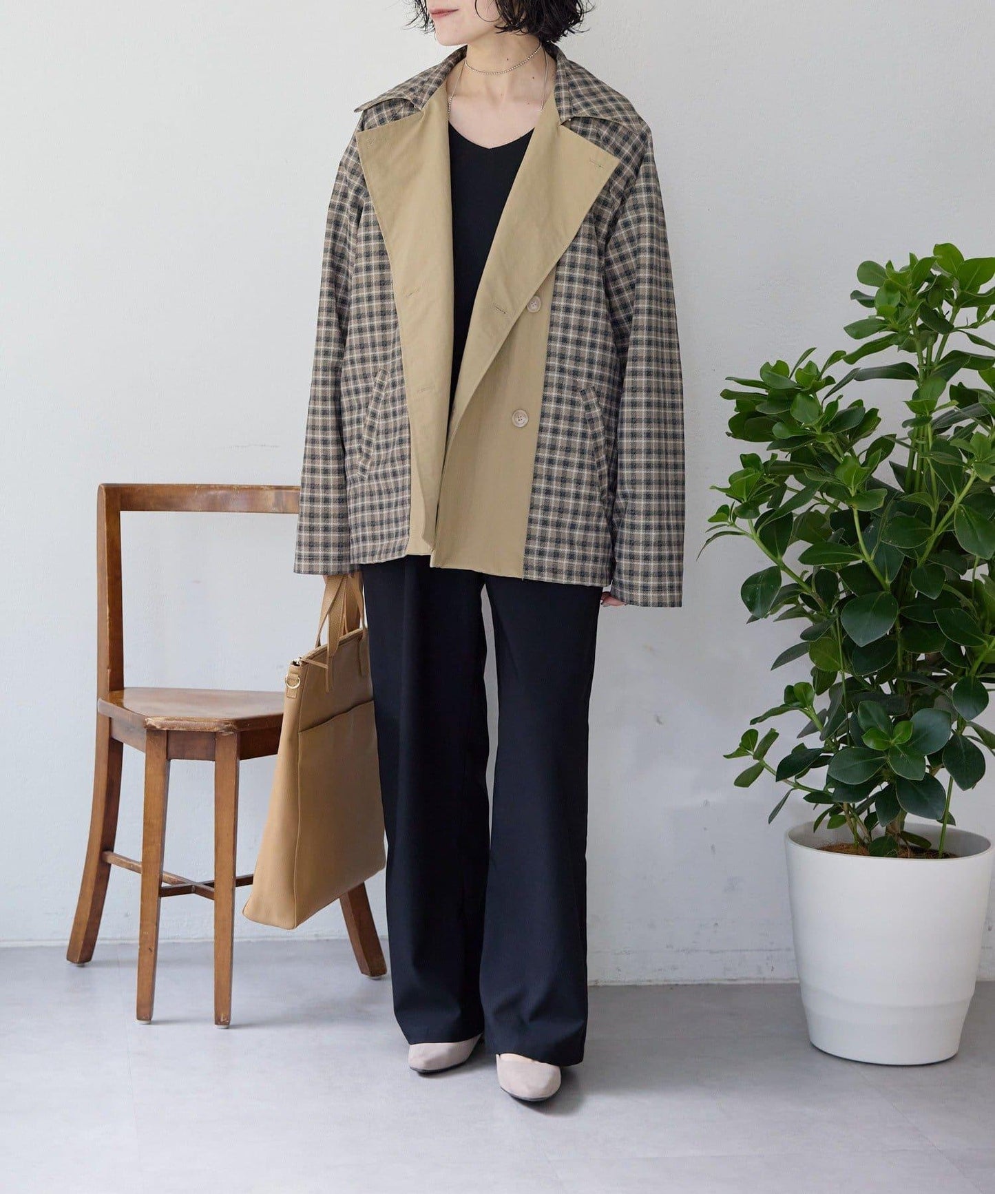 sampo×ear 聯名 可雙面穿 半大衣