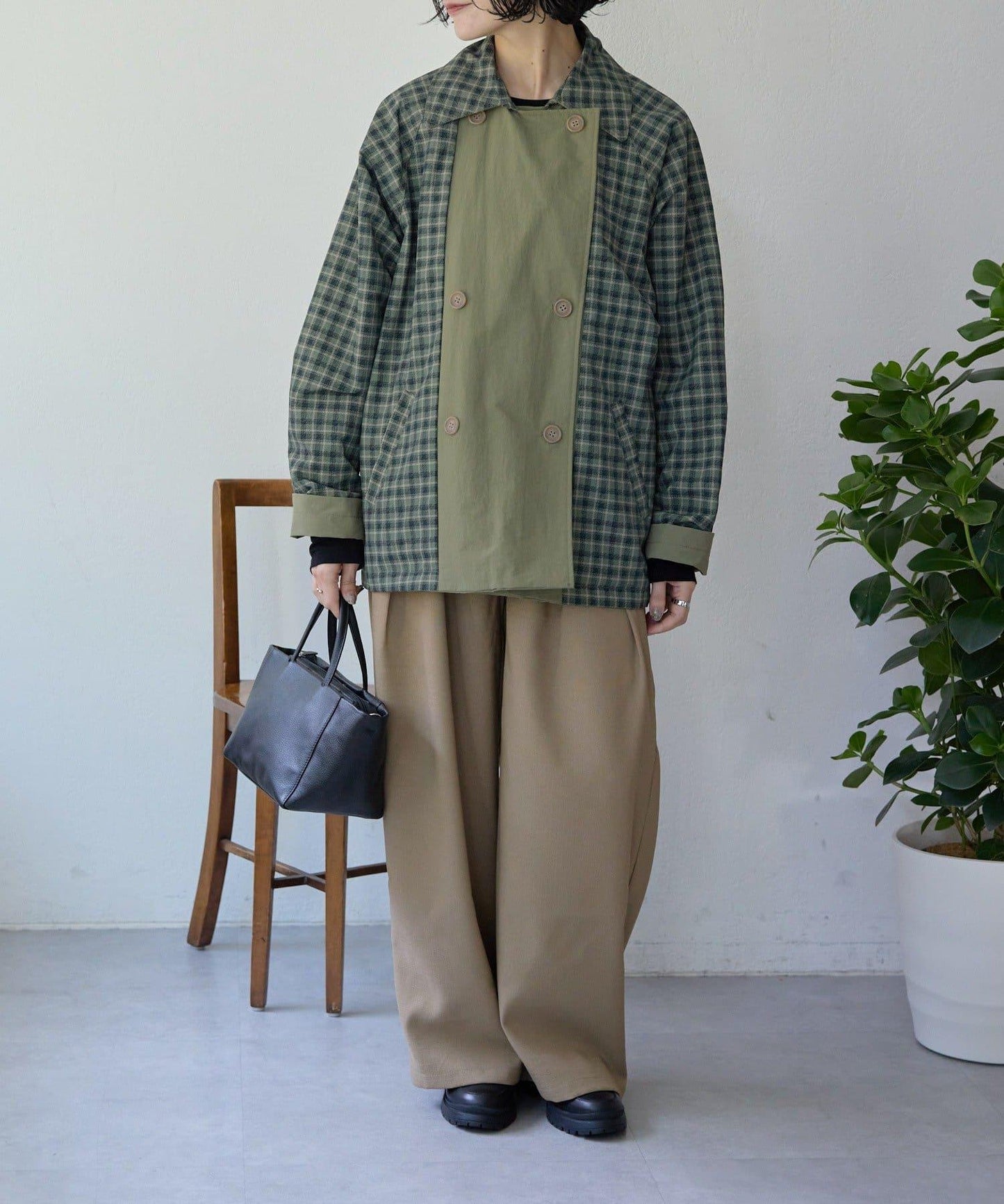 sampo×ear 聯名 可雙面穿 半大衣