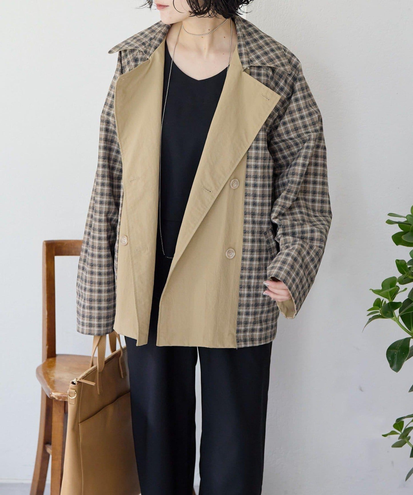 sampo×ear 聯名 可雙面穿 半大衣