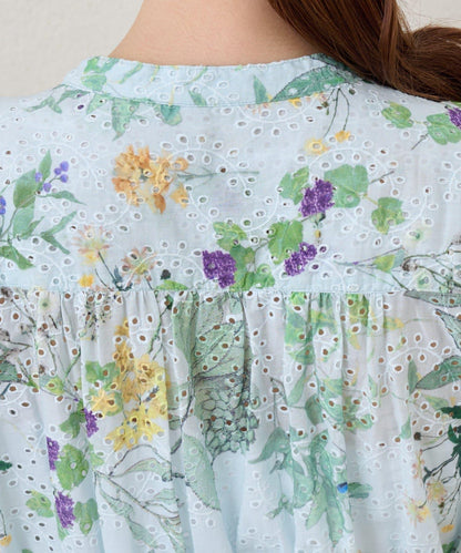 優雅顯氣質 刺繡花卉印花 連衣裙