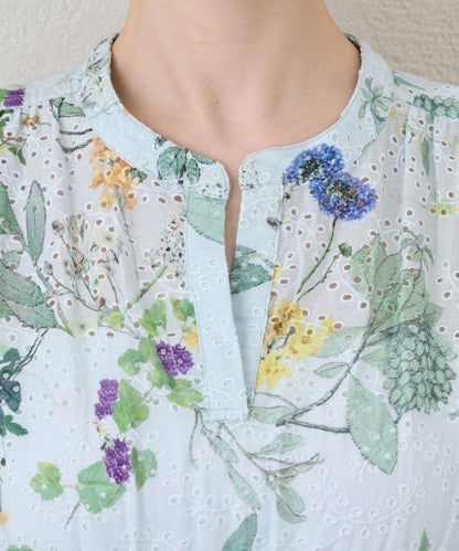 優雅顯氣質 刺繡花卉印花 連衣裙