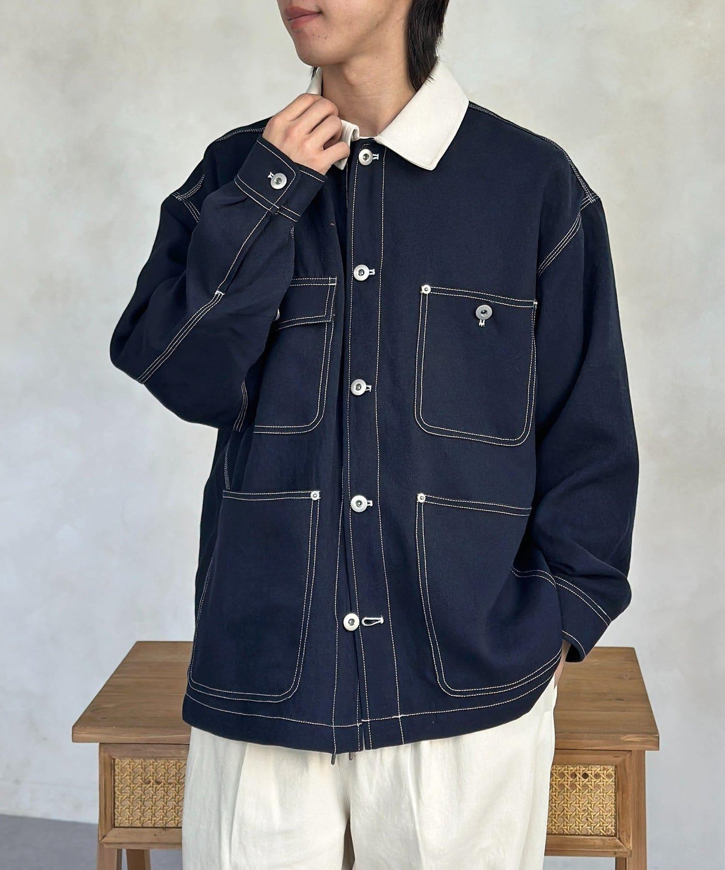 防花粉處理 明線 工裝連體服