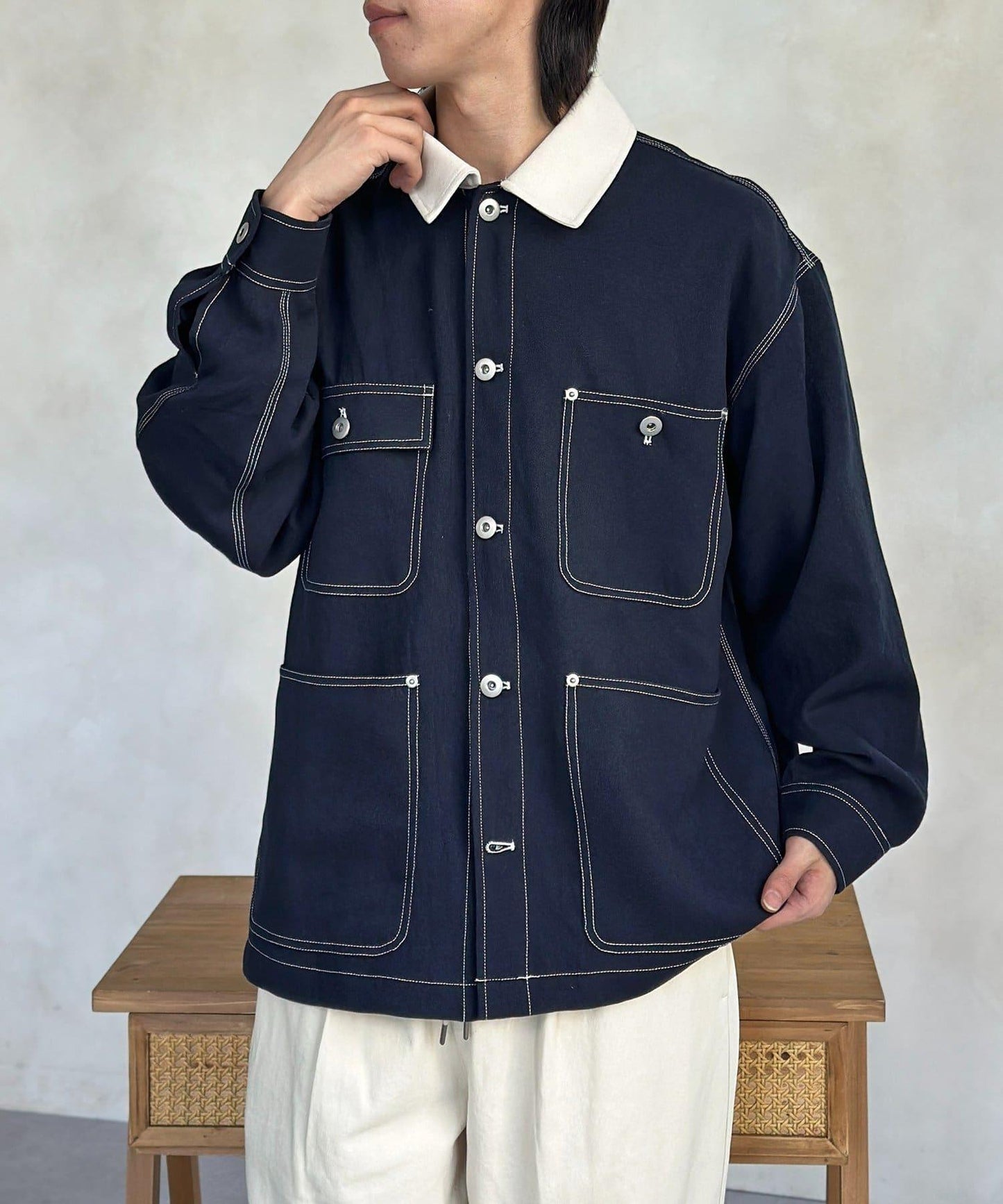 防花粉處理 明線 工裝連體服