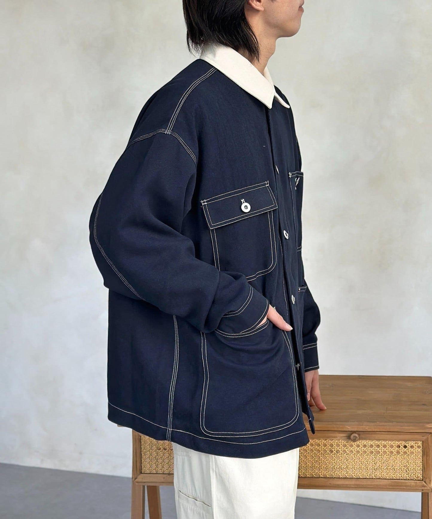 防花粉處理 明線 工裝連體服