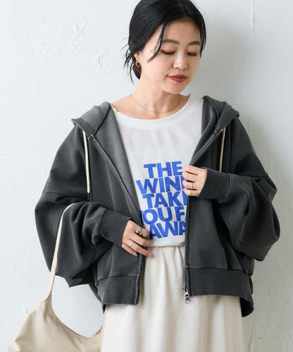 水洗做舊空氣層連帽衛衣