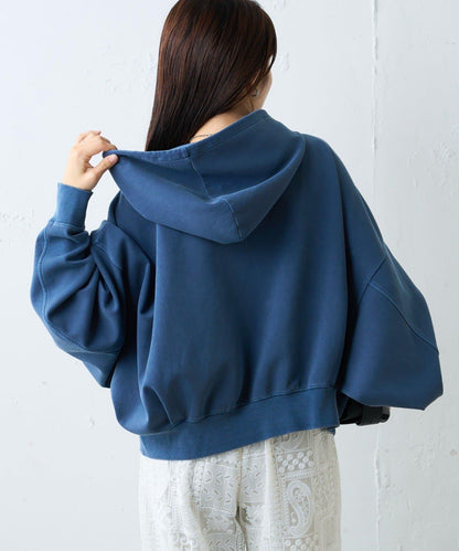 水洗做舊空氣層連帽衛衣