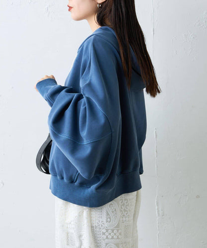 水洗做舊空氣層連帽衛衣