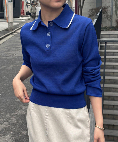 換季適用 POLO領 透視 針織 針織上衣