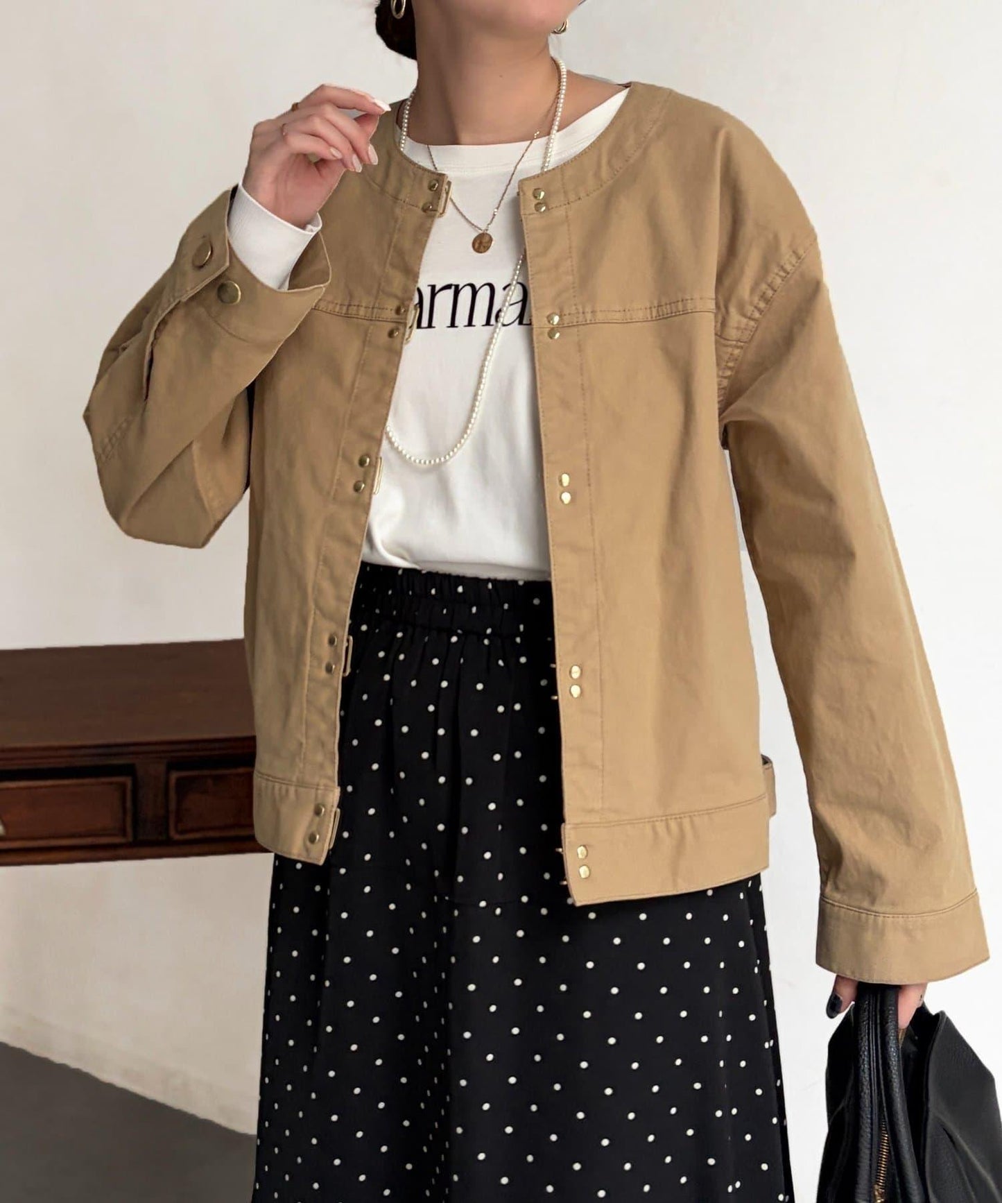 GLD掛鉤無領牛仔夾克