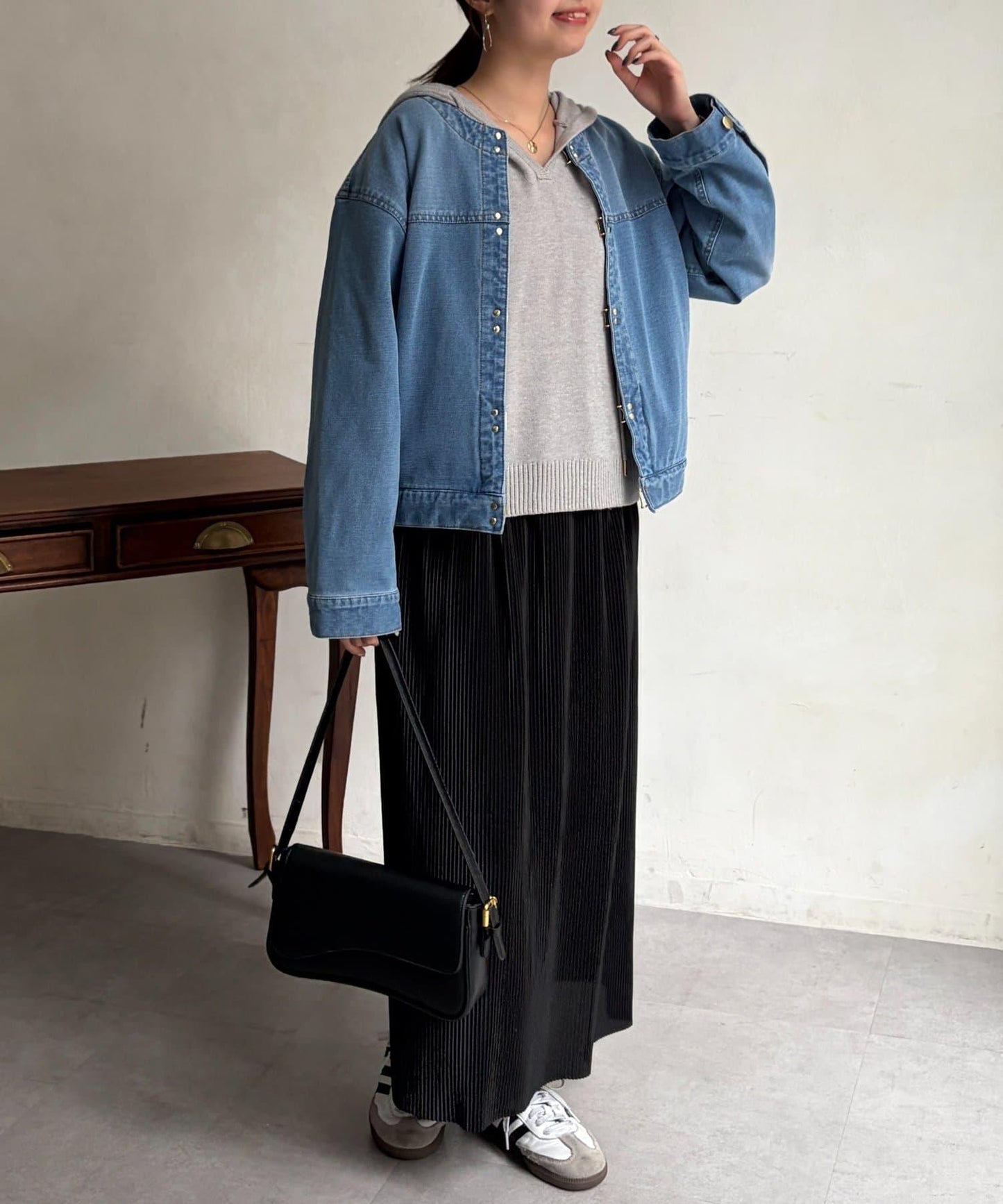 GLD掛鉤無領牛仔夾克