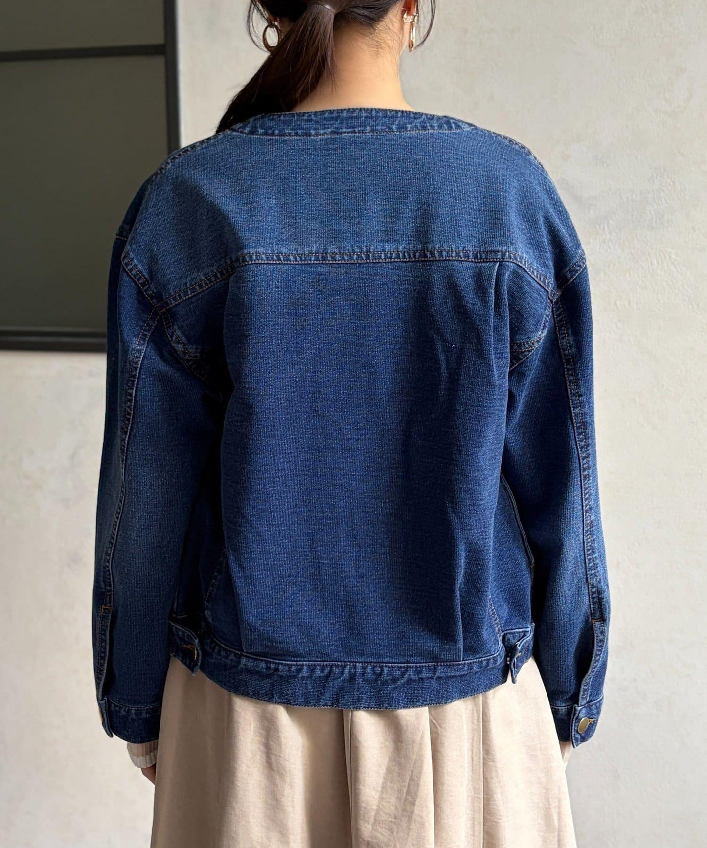 GLD掛鉤無領牛仔夾克