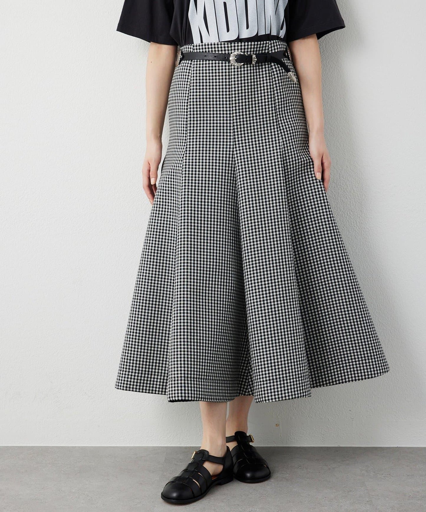 複合格紋半身裙