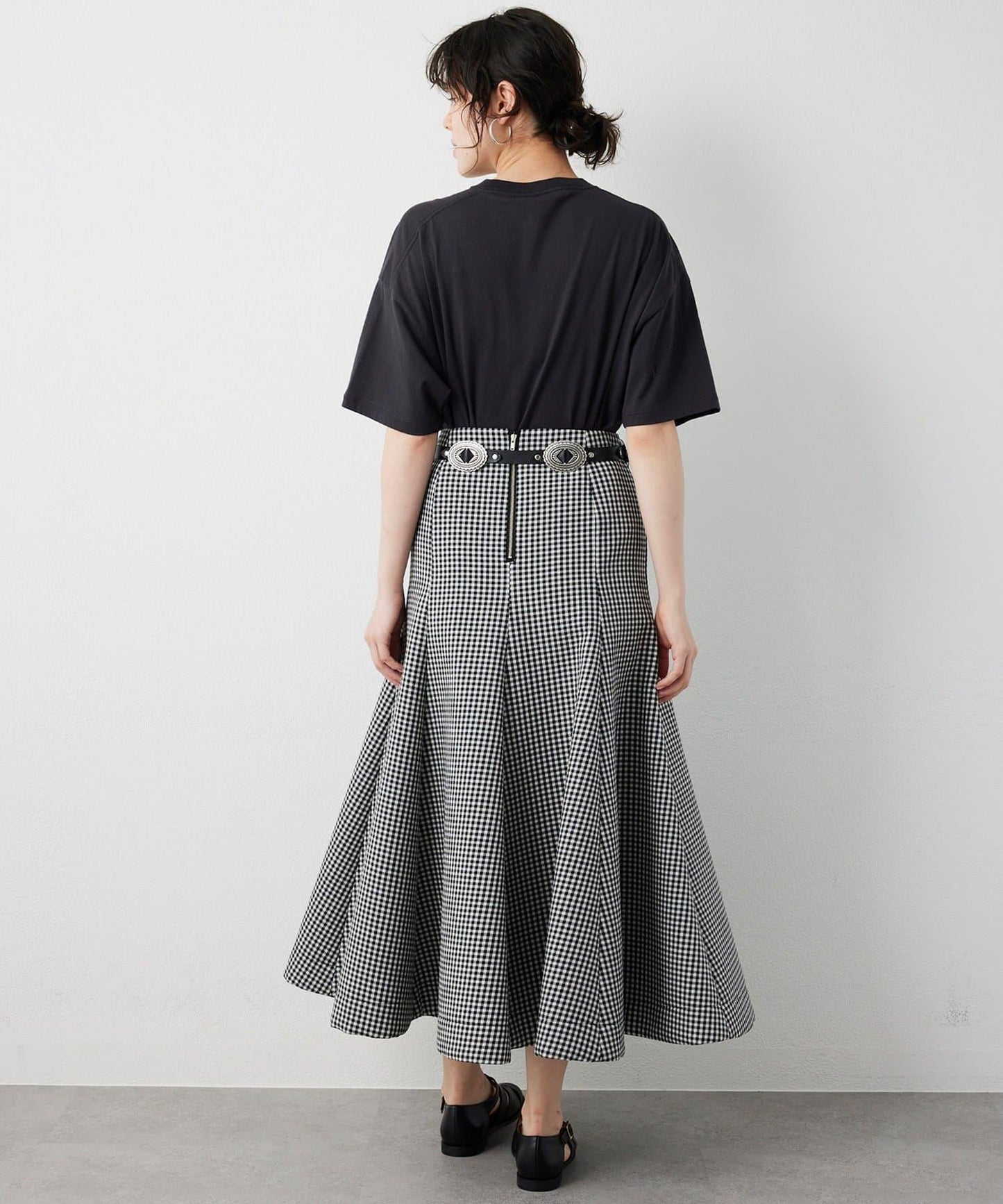 複合格紋半身裙