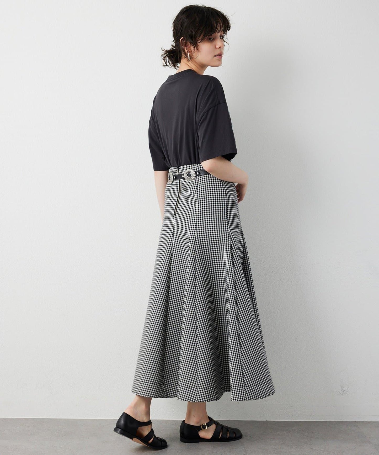 複合格紋半身裙