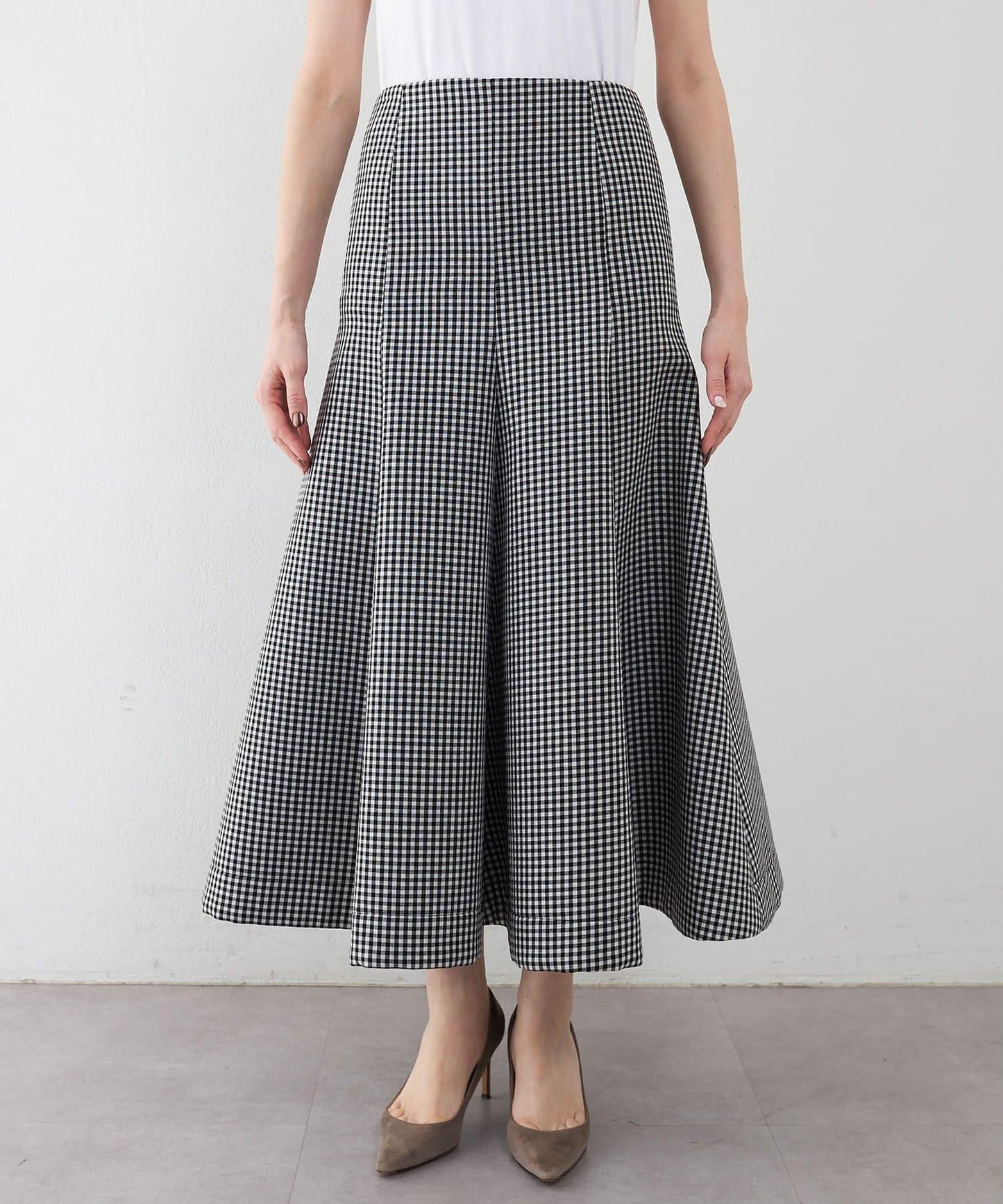 複合格紋半身裙