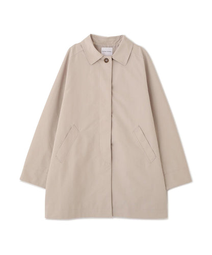 弱防潑水塔夫綢翻領大衣