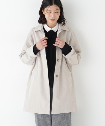 弱防潑水塔夫綢翻領大衣