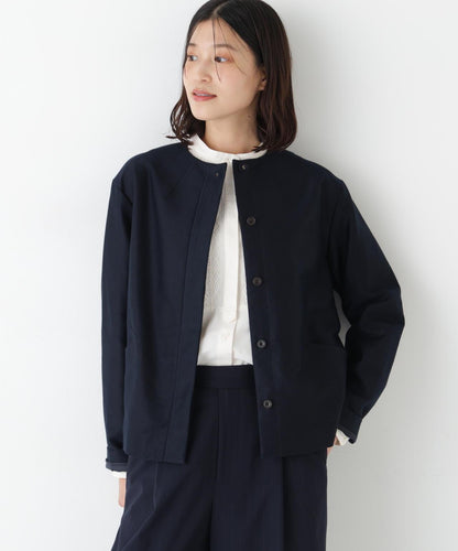 輕薄磨毛無領夾克