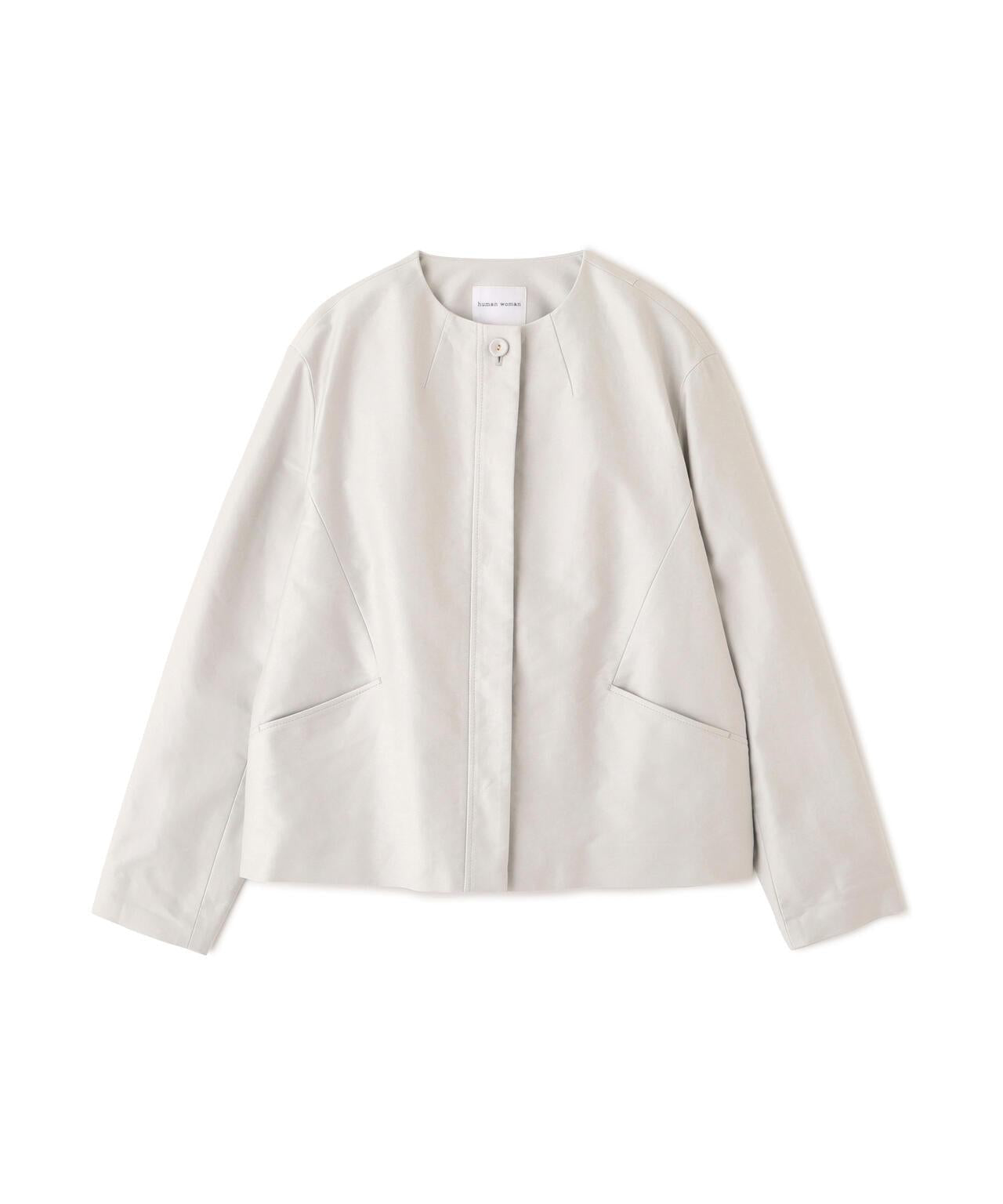 輕薄磨毛無領夾克