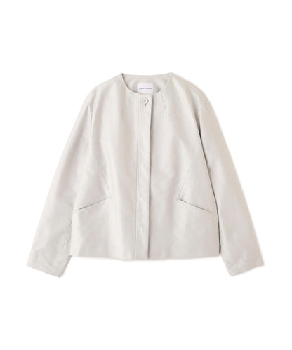 輕薄磨毛無領夾克