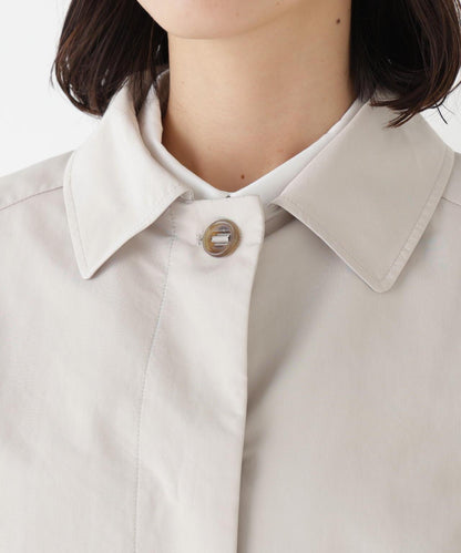 弱防潑水塔夫綢翻領大衣