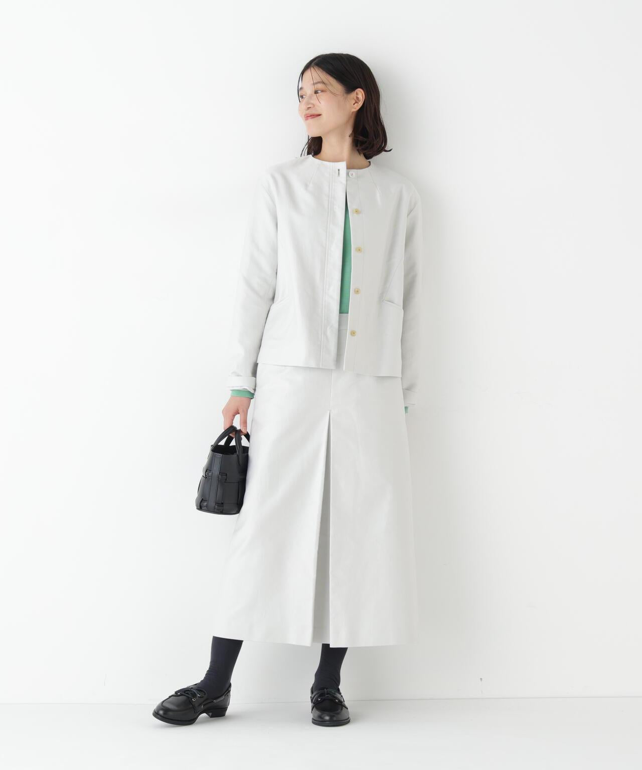 輕薄磨毛無領夾克