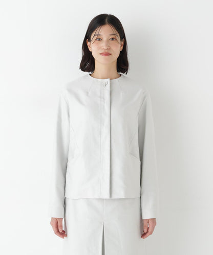 輕薄磨毛無領夾克