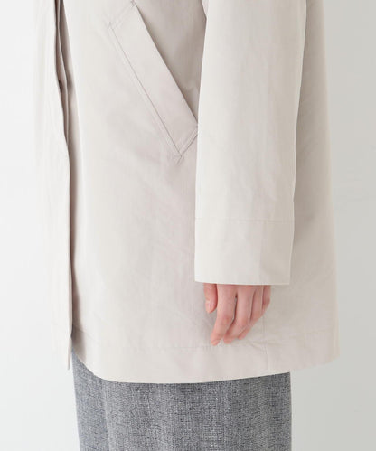 弱防潑水塔夫綢翻領大衣