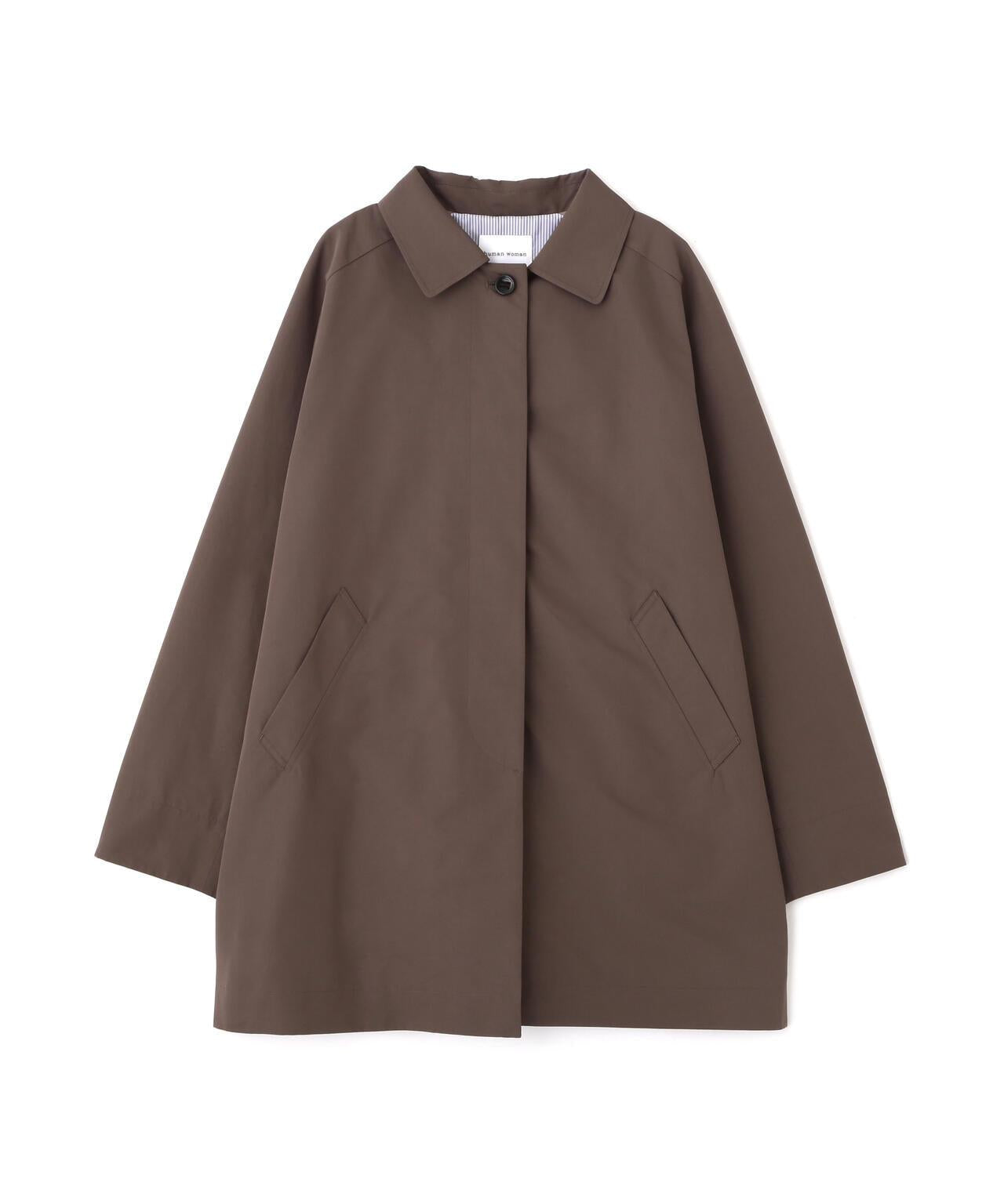 弱防潑水塔夫綢翻領大衣