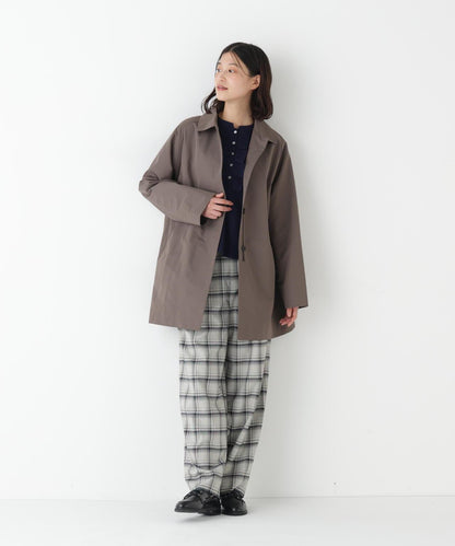 弱防潑水塔夫綢翻領大衣