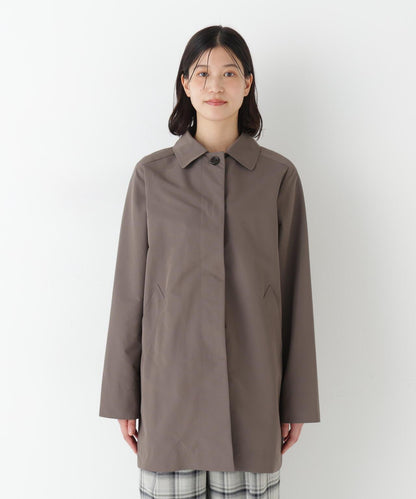 弱防潑水塔夫綢翻領大衣