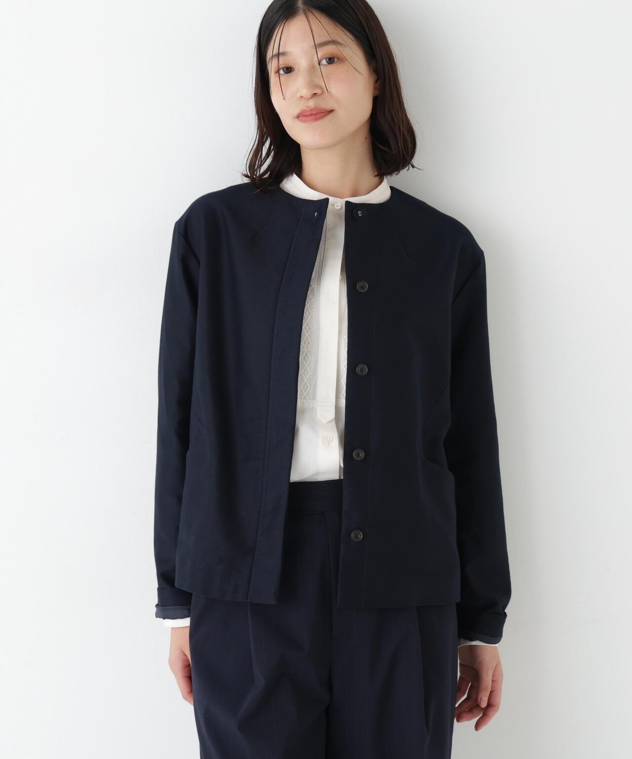 輕薄磨毛無領夾克