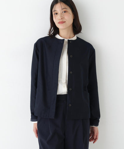 輕薄磨毛無領夾克