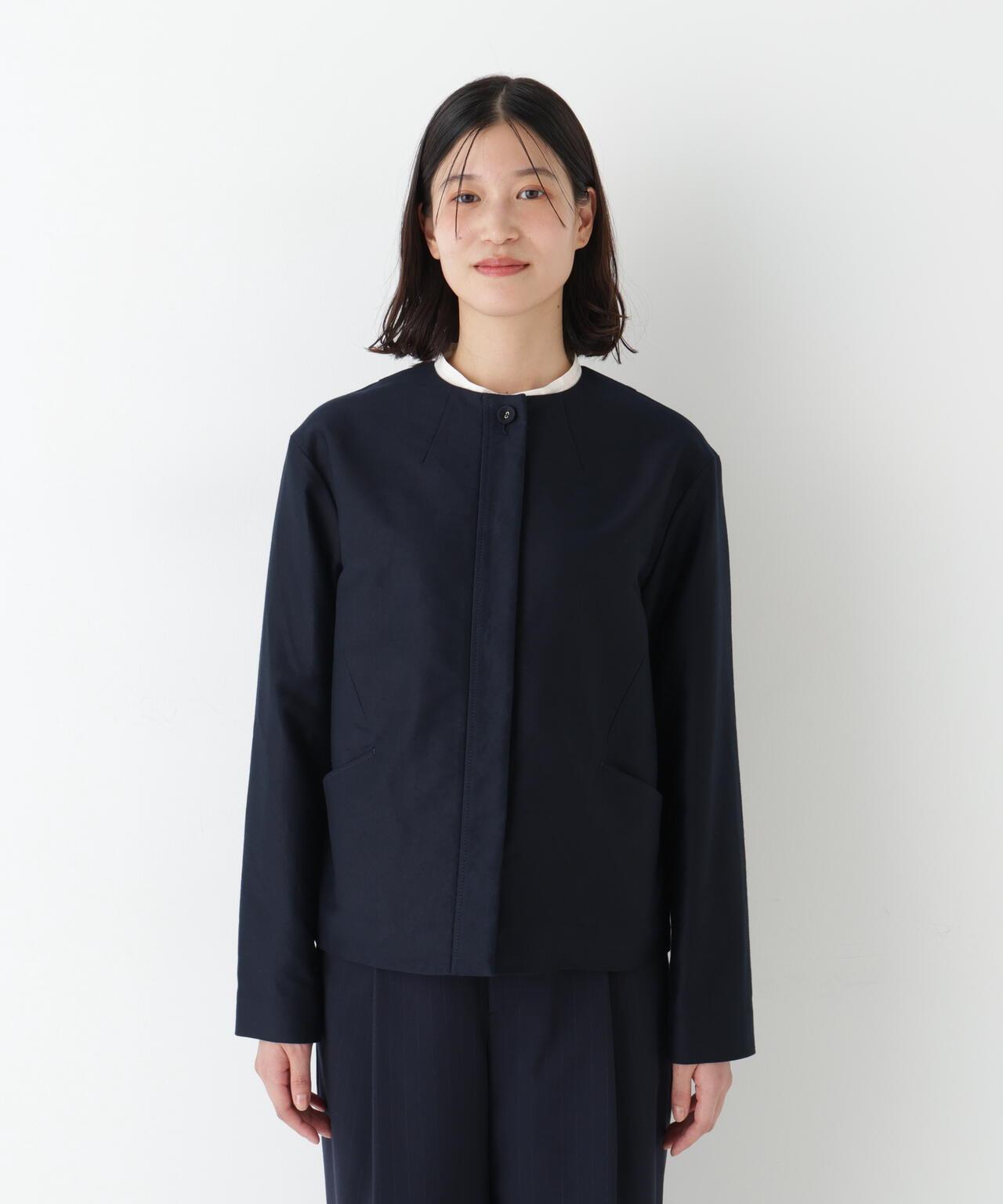 輕薄磨毛無領夾克