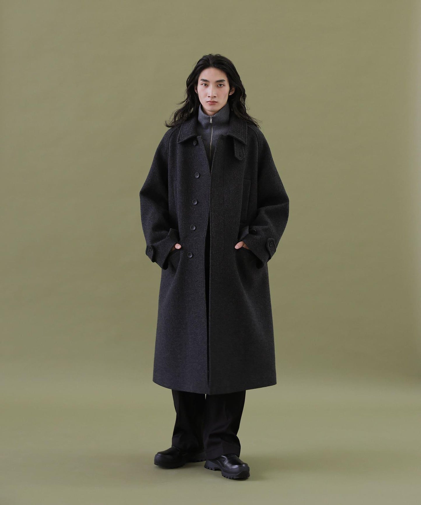 ANOTHER OFFICE Voyager Bold Balmacaan Coat