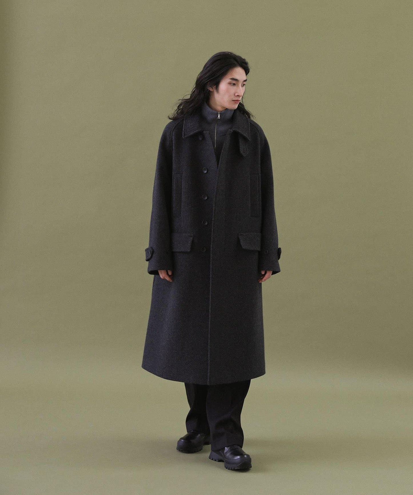 ANOTHER OFFICE Voyager Bold Balmacaan Coat