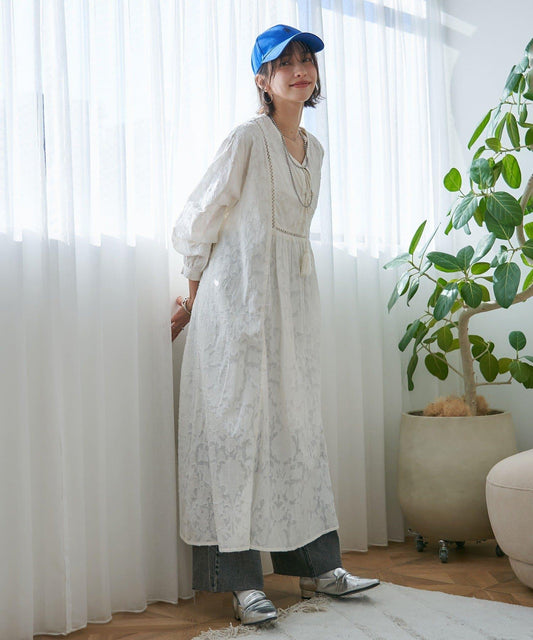 nane India series 提花蕾絲連衣裙