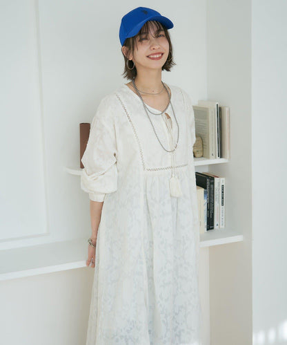 nane India series 提花蕾絲連衣裙