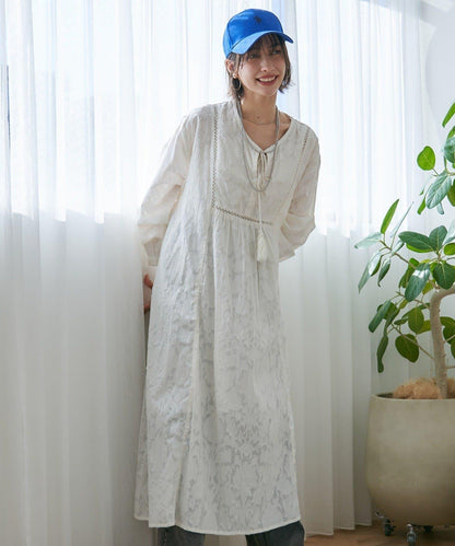 nane India series 提花蕾絲連衣裙