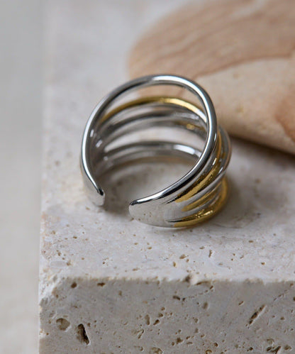 《金屬アレルギー対応/ステンレス》 拼色線條設計 戒指