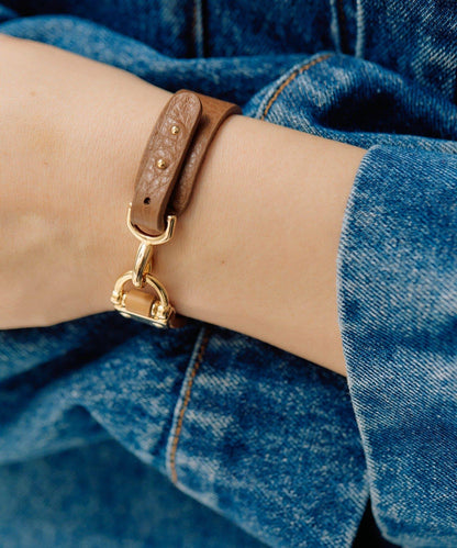 《牛革》 扣飾手鍊
