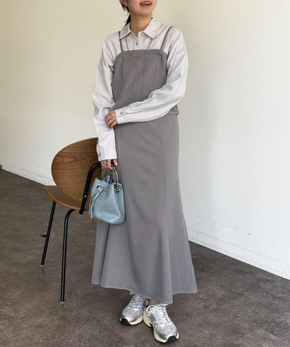 牛仔束胸＋牛仔喇叭半身裙套裝