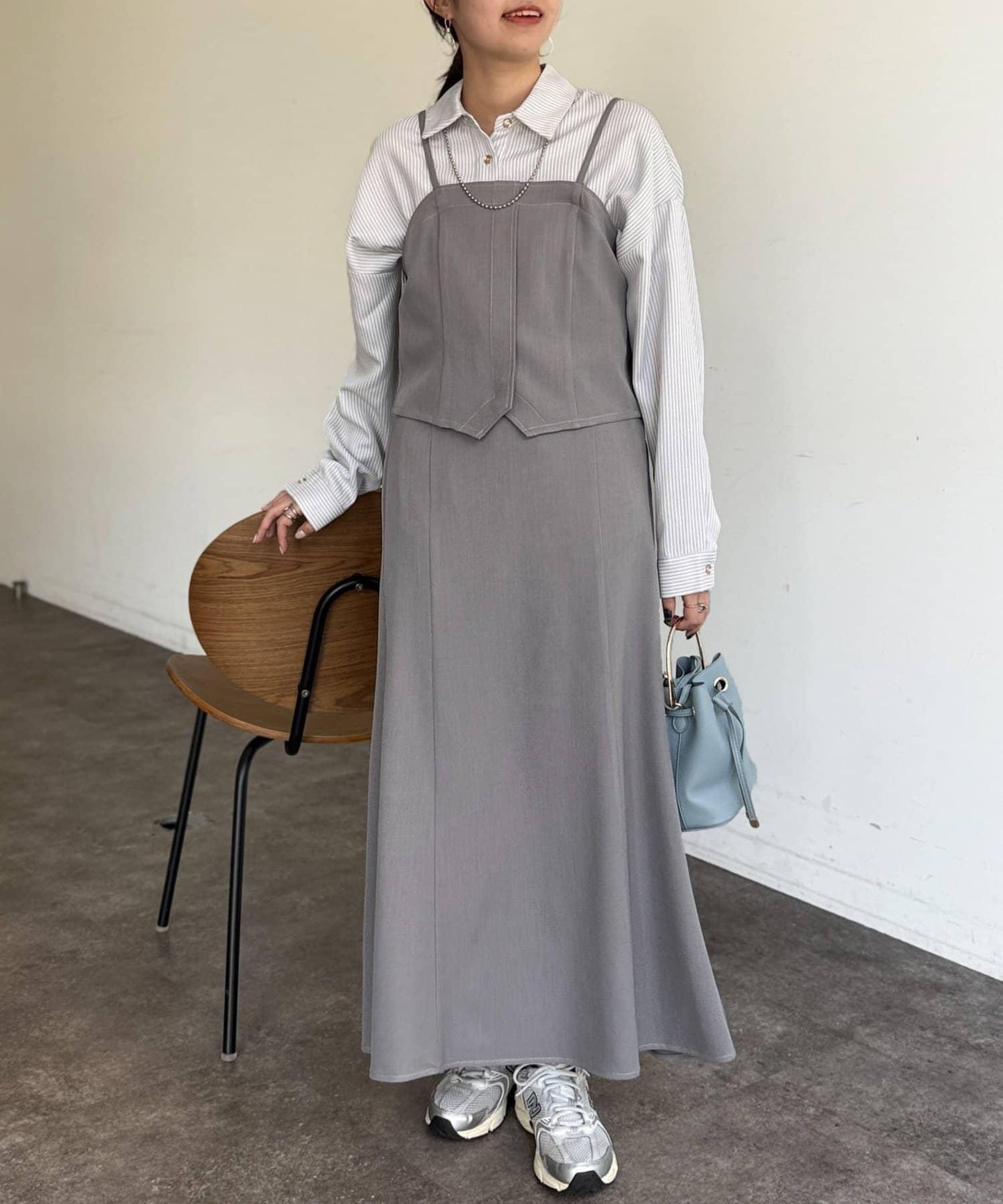 牛仔束胸＋牛仔喇叭半身裙套裝