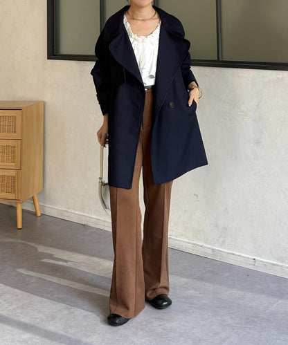 滾邊中長款風衣