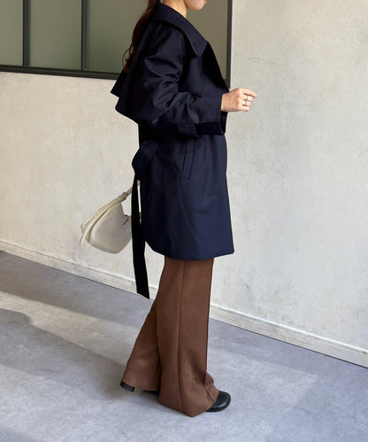 滾邊中長款風衣